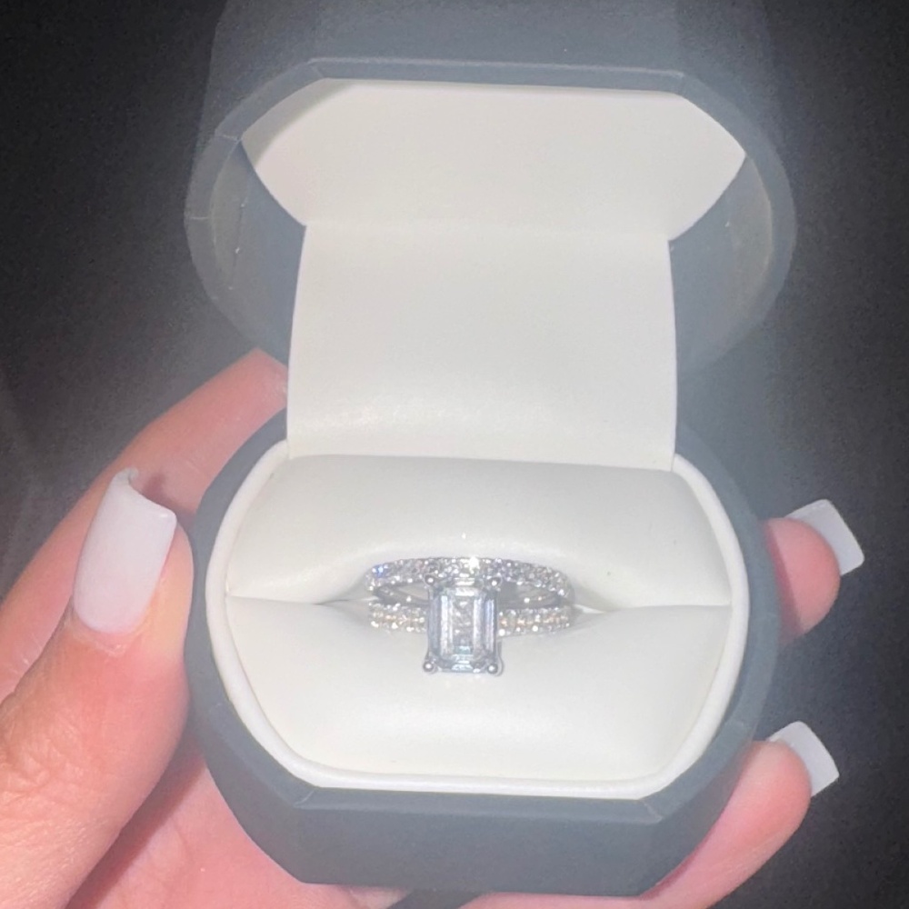 Lab-Created Emerald Cut Engagement Ring - 3.00 CTTW, 14K White Gold